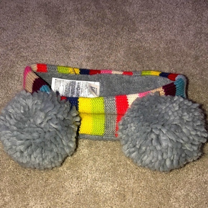MGap Baby Girls‎ M/L Medium Large Striped Winter Headband Pom Pom Ears